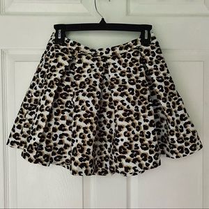 Flared Leopard Print Skirt